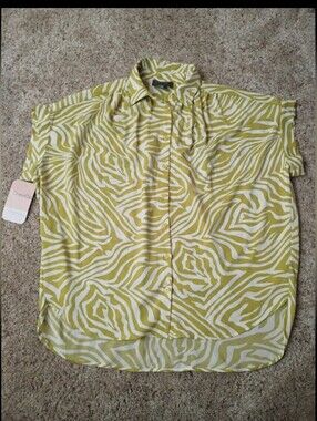 Hudson Gray Yellow and White Zebra Print Top